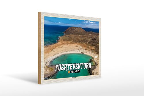 Holzschild Reise 40x30cm Fuerteventura Spanien Isla de Lobos Insel