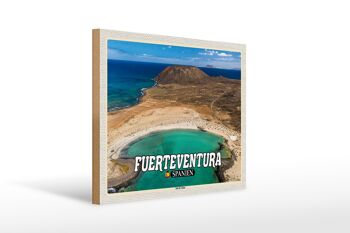 Panneau en bois voyage 40x30cm Fuerteventura Espagne Île Isla de Lobos 1