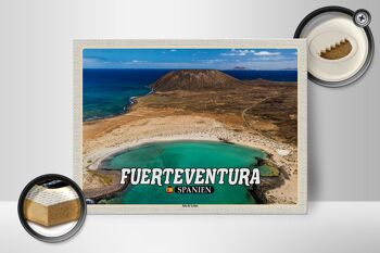 Panneau en bois voyage 40x30cm Fuerteventura Espagne Île Isla de Lobos 2