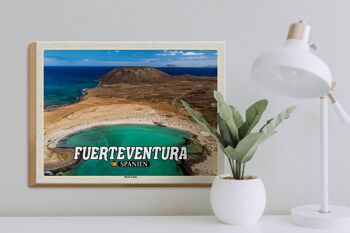 Panneau en bois voyage 40x30cm Fuerteventura Espagne Île Isla de Lobos 3