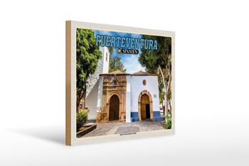 Panneau en bois voyage 40x30cm Fuerteventura Espagne Iglesia Nuestra 1