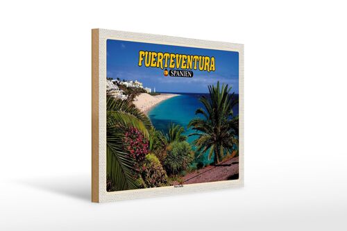 Holzschild Reise 40x30cm Fuerteventura Spanien Playa Jandia Meer