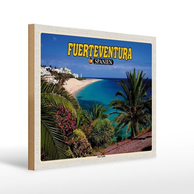 Cartel de madera viaje 40x30cm Fuerteventura España Playa Jandia Mar