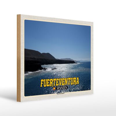 Holzschild Reise 40x30cm Fuerteventura Spanien Playa de los Muertos