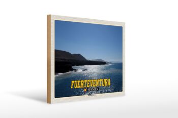Panneau en bois voyage 40x30cm Fuerteventura Espagne Playa de los Muertos 1