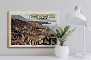 Panneau en bois voyage 40x30cm Fuerteventura Espagne Cuevas De Ajuy 3