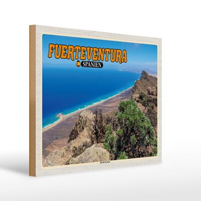 Cartel de madera viaje 40x30cm Fuerteventura España Pico de la Zarza