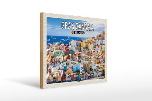 Holzschild Reise 40x30cm Gran Canaria Spanein Las Palmas Stadt