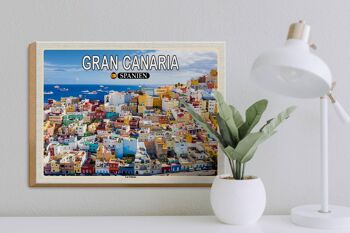 Panneau en bois voyage 40x30cm Gran Canaria Espagne Las Palmas ville 3