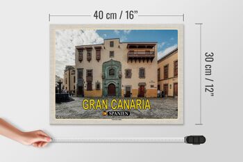 Panneau en bois voyage 40x30cm Gran Canaria Espagne Casa de Colon Muesum 4