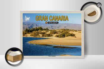 Panneau en bois voyage 40x30cm Gran Canaria Espagne Dunas de Maspalomas 2