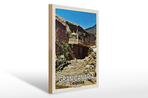 Holzschild Reise 30x40cm Gran Canaria Spanien Las Casas Veneguera