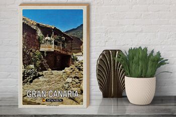 Panneau en bois voyage 30x40cm Gran Canaria Espagne Las Casas Veneguera 3