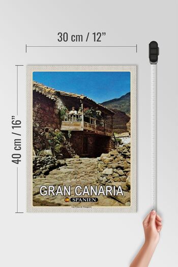 Panneau en bois voyage 30x40cm Gran Canaria Espagne Las Casas Veneguera 4