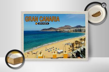 Panneau en bois voyage 40x30cm Gran Canaria Espagne Playa de las Canteras 2