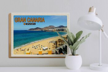 Panneau en bois voyage 40x30cm Gran Canaria Espagne Playa de las Canteras 3