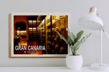 Panneau en bois voyage 40x30cm Gran Canaria Espagne Musée Canario 3