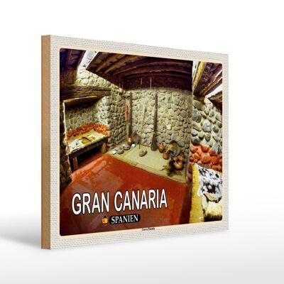 Cartel de madera viaje 40x30cm Gran Canaria España Cueva Pintada cueva