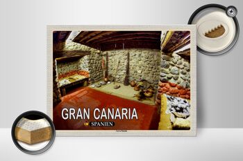 Panneau en bois voyage 40x30cm Gran Canaria Espagne Grotte Cueva Pintada 2
