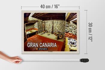 Panneau en bois voyage 40x30cm Gran Canaria Espagne Grotte Cueva Pintada 4