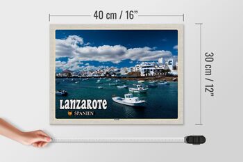 Panneau en bois voyage 40x30cm Lanzarote Espagne Arrecife ville mer 4