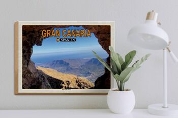 Panneau en bois voyage 40x30cm Gran Canaria Espagne Montagne Pico de Nieves 3