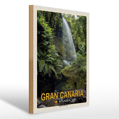 Cartel de madera viaje 30x40cm Gran Canaria España Barranco del Laurel