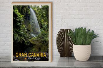 Panneau en bois voyage 30x40cm Gran Canaria Espagne Barranco del Laurel 3