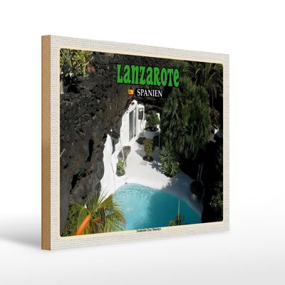 Cartel de madera viaje 40x30cm Lanzarote España Fundacion César Manrique