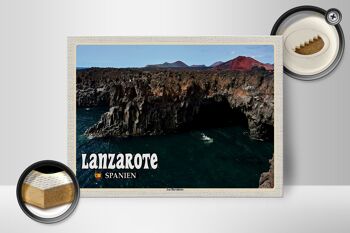 Panneau en bois voyage 40x30cm Lanzarote Espagne Côte de Los Hervideros 2