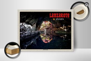 Panneau en bois voyage 40x30cm Lanzarote Espagne Jameos del Agua 2