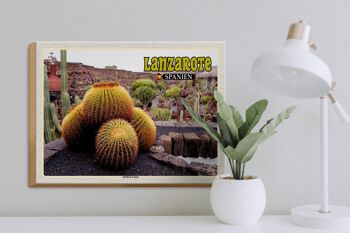 Panneau en bois voyage 40x30cm Lanzarote Espagne Jardin de Cactus Garden 3