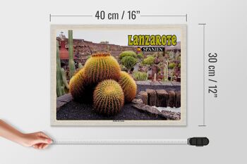 Panneau en bois voyage 40x30cm Lanzarote Espagne Jardin de Cactus Garden 4