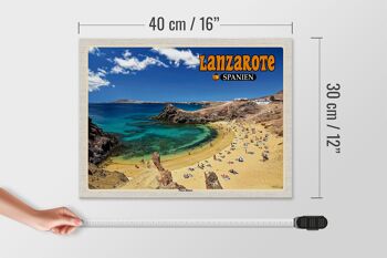 Panneau en bois voyage 40x30cm Lanzarote Espagne Playa Blanca plage mer 4