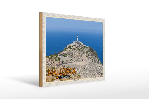 Holzschild Reise 40x30cm Mallorca Spanien Cap Formentor Halbinsel