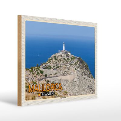 Cartel de madera viaje 40x30cm Mallorca España Cap Península de Formentor