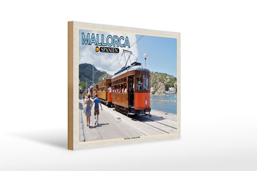 Holzschild Reise 40x30cm Mallorca Spanien Insel-Tram-Tranvia