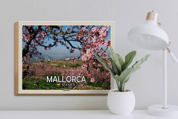 Panneau en bois voyage 40x30cm Majorque Espagne fleurs d'amandier 3