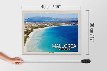 Panneau en bois voyage 40x30cm Majorque Espagne Plage Playa de Alcúdia 4