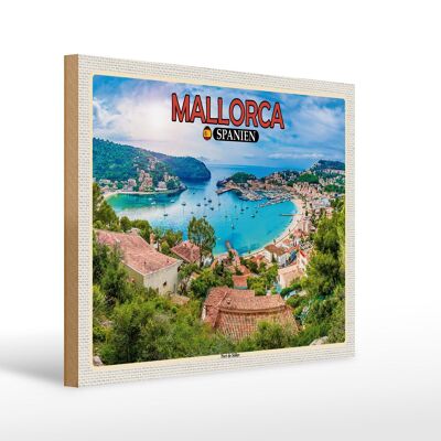 Cartel de madera viaje 40x30cm Mallorca España Port de Sóller vacaciones