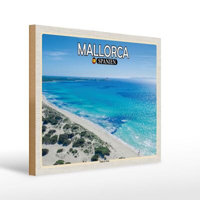 Wooden sign travel 40x30cm Mallorca Spain Platja Es Trenc Sea