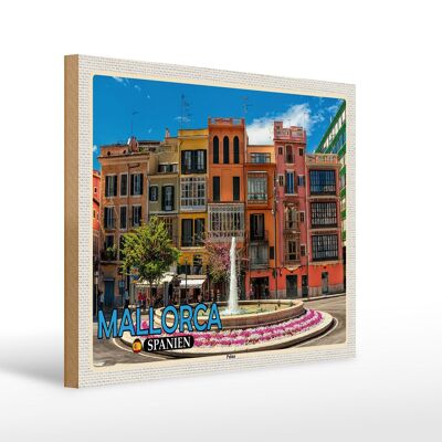 Cartello in legno da viaggio 40x30 cm Maiorca Spagna Fontana di Palma vacanza