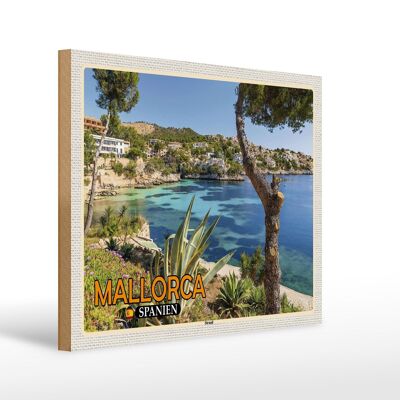 Cartel de madera viaje 40x30cm Mallorca España playa mar vacaciones ciudad