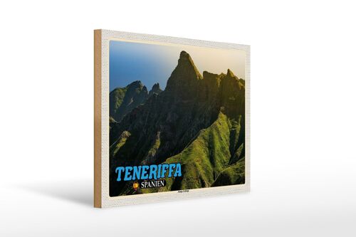 Holzschild Reise 40x30cm Teneriffa Spanien Anaga Gebirge