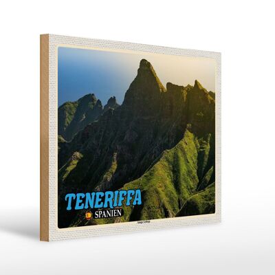 Cartel de madera viaje 40x30cm Tenerife España Montañas de Anaga
