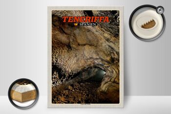 Panneau en bois voyage 30x40cm Tenerife Espagne Grotte Cueva del Viento 2