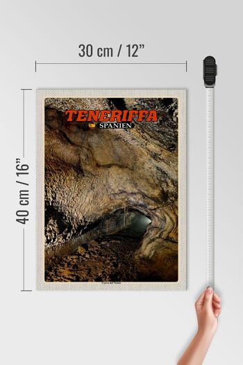 Panneau en bois voyage 30x40cm Tenerife Espagne Grotte Cueva del Viento 4