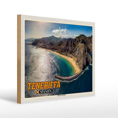 Cartel de madera viaje 40x30cm Tenerife España Playa de Las Teresitas