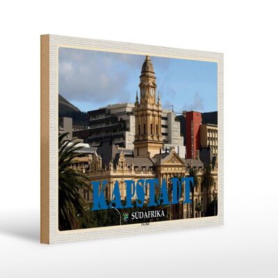 Cartel de madera viaje 40x30cm Ayuntamiento de Ciudad del Cabo Sudáfrica