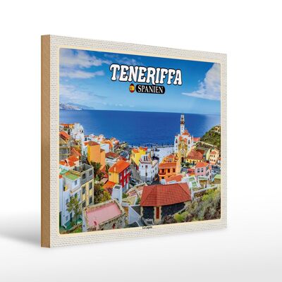 Cartello in legno da viaggio 40x30 cm Tenerife Spagna La Laguna città marina